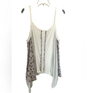 NWT SUGARFOX The One I Dream Of tank oatmeal/animal Hi-Lo Handkerchief Tank 1X